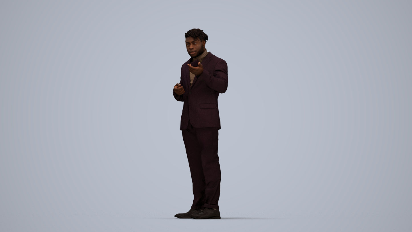scanned 3D man business, photogrammetry people for Enscape and V-Ray, top-down view render