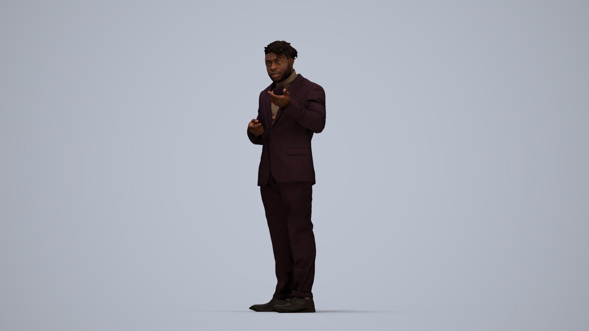 scanned 3D man business, photogrammetry people for Enscape and V-Ray, top-down view render