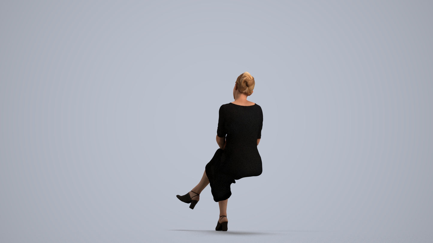 realistic 3D people woman business sitting, render-ready for V-Ray and Corona, FBX OBJ, front view render