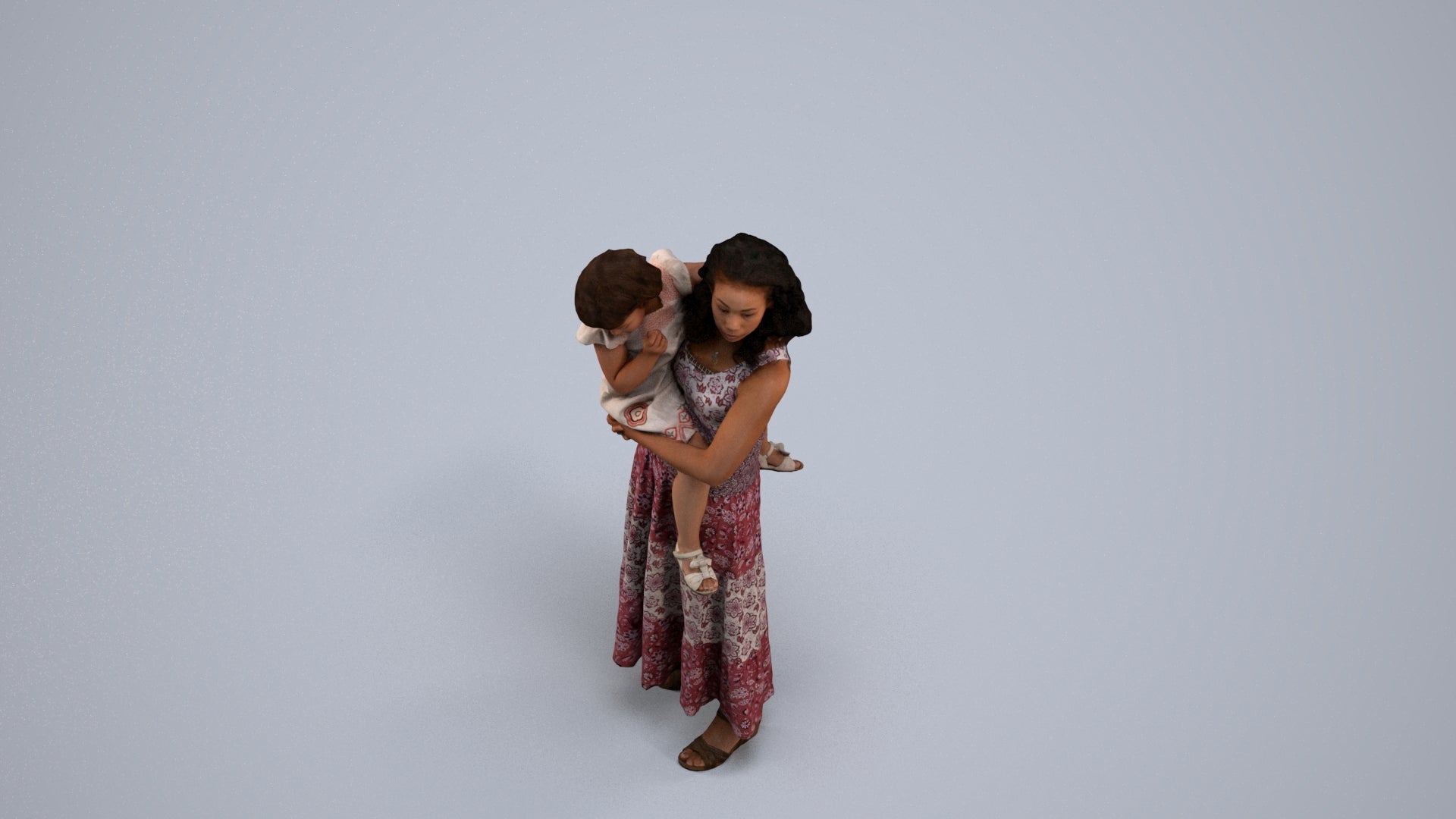 3D people model girl casual kids, scanned human for 3ds Max rendering, back view render