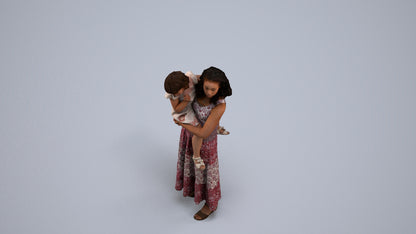 3D people model girl casual kids, scanned human for 3ds Max rendering, back view render