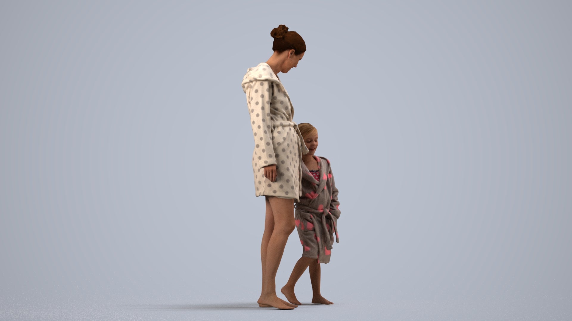 realistic 3D human girl casual kids, archviz people FBX OBJ for Blender, side view render