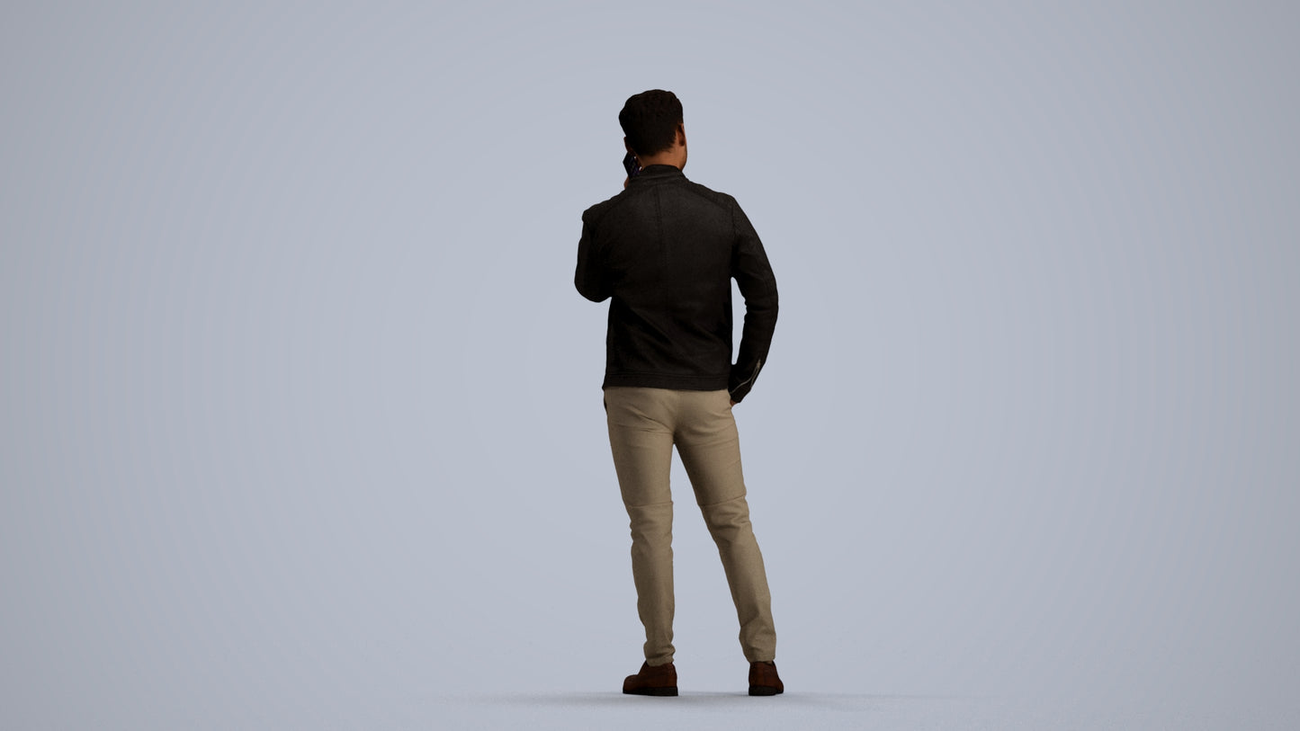 photogrammetry 3D man business standing, realistic human model archviz FBX, front view render