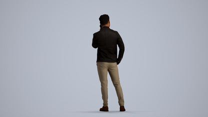 photogrammetry 3D man business standing, realistic human model archviz FBX, front view render