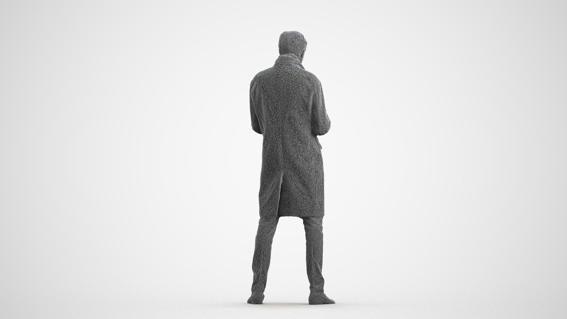 photogrammetry 3D man standing, realistic human model archviz FBX, wireframe front view