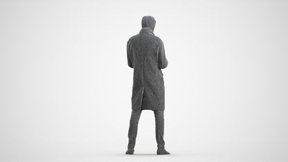 photogrammetry 3D man standing, realistic human model archviz FBX, wireframe front view