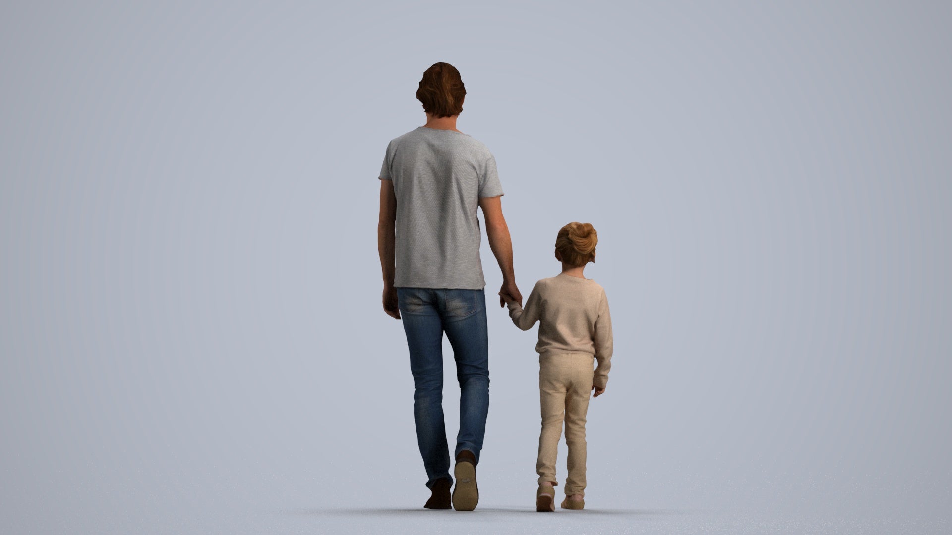 photogrammetry 3D girl casual standing, realistic human model archviz FBX, front view render