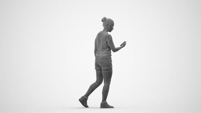 scanned 3D woman sport, photogrammetry people for Enscape and V-Ray, wireframe side view
