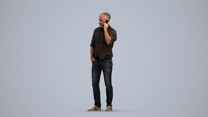 3D human model man casual standing, photogrammetry scanned person for archviz, standing pose render