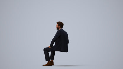 realistic 3D man business pool, scanned archviz people for Blender and 3ds Max, three-quarter view render