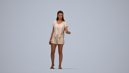 photogrammetry 3D woman casual door, realistic human model archviz FBX, top-down view render
