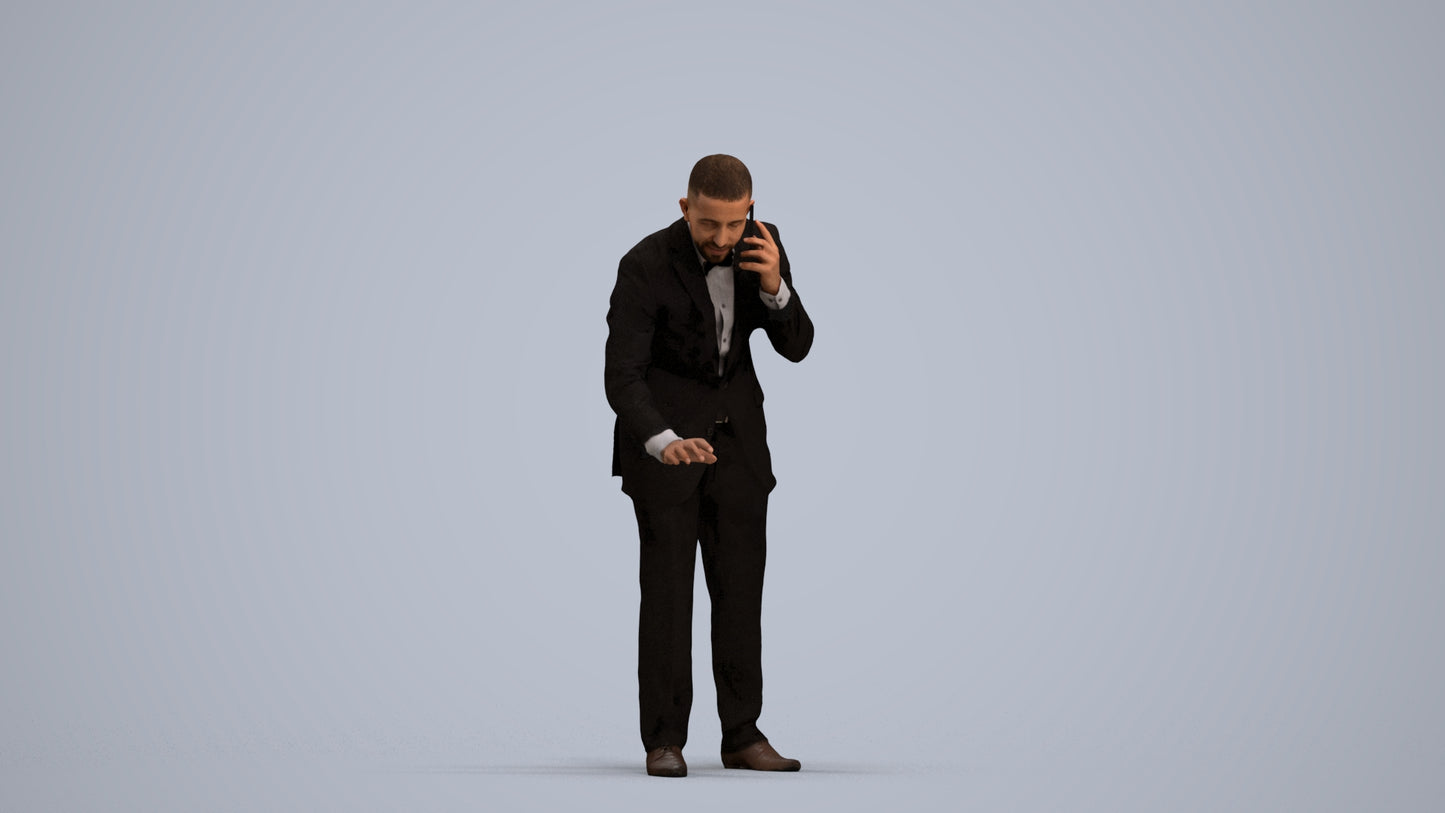 3D people model man business, scanned human for 3ds Max rendering, standing pose render