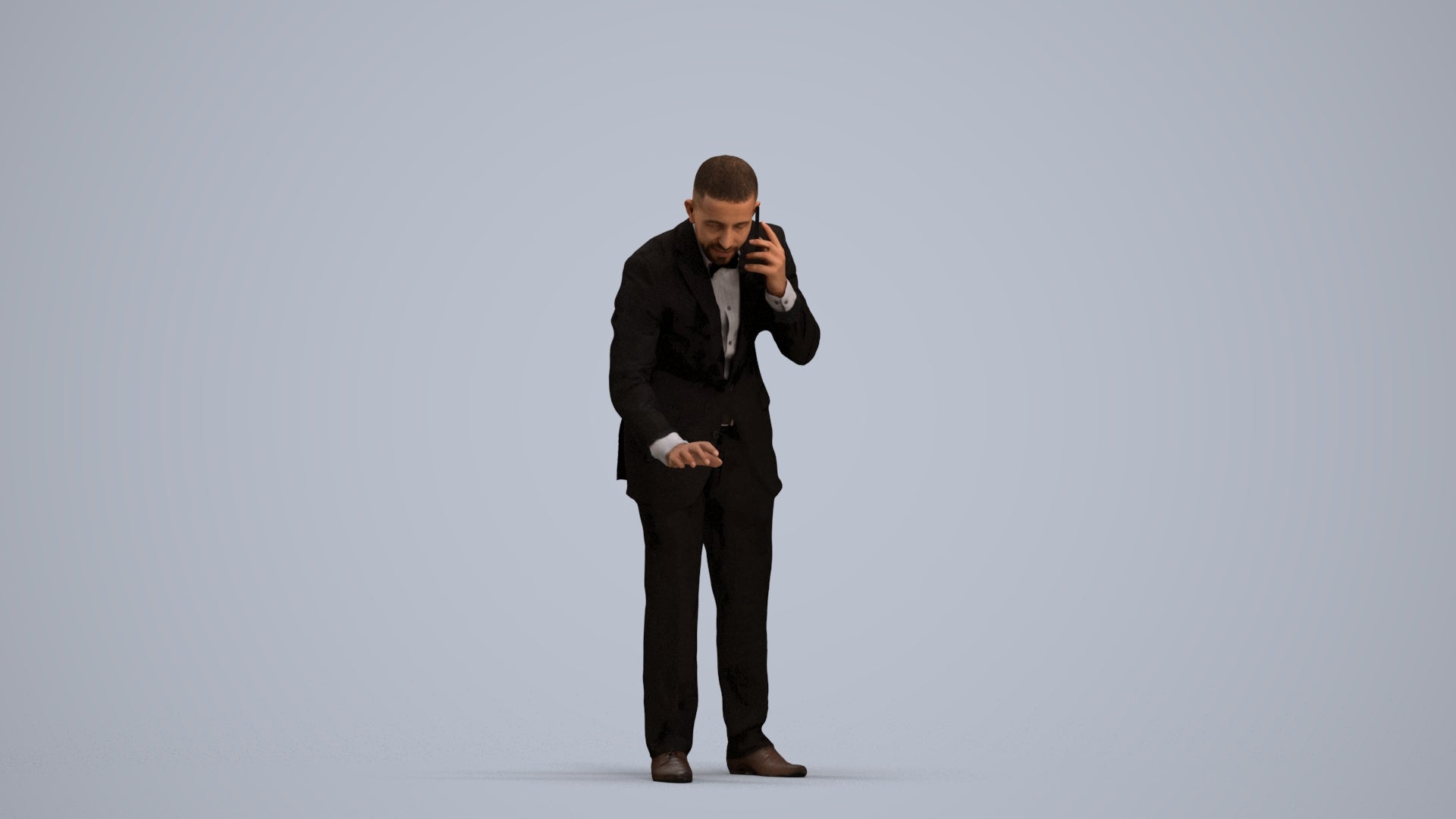 3D people model man business, scanned human for 3ds Max rendering, standing pose render