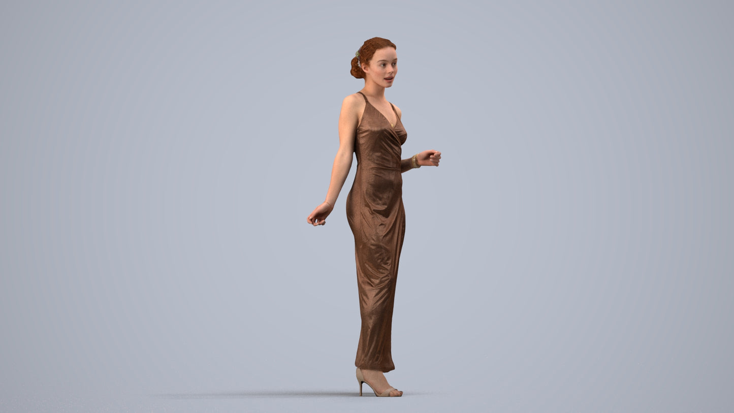 realistic 3D human woman formal formalaffairs, archviz people FBX OBJ for Blender, side view render