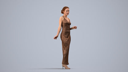 realistic 3D human woman formal formalaffairs, archviz people FBX OBJ for Blender, side view render