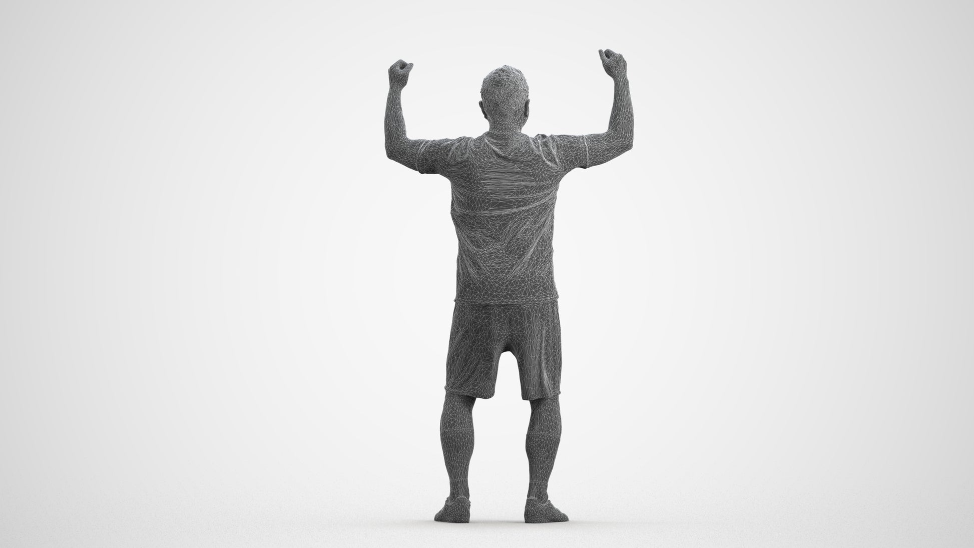 realistic 3D man sport, scanned archviz people for Blender and 3ds Max, wireframe front view