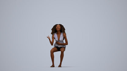 scanned 3D woman casual sitting, photogrammetry people for Enscape and V-Ray, top-down view render