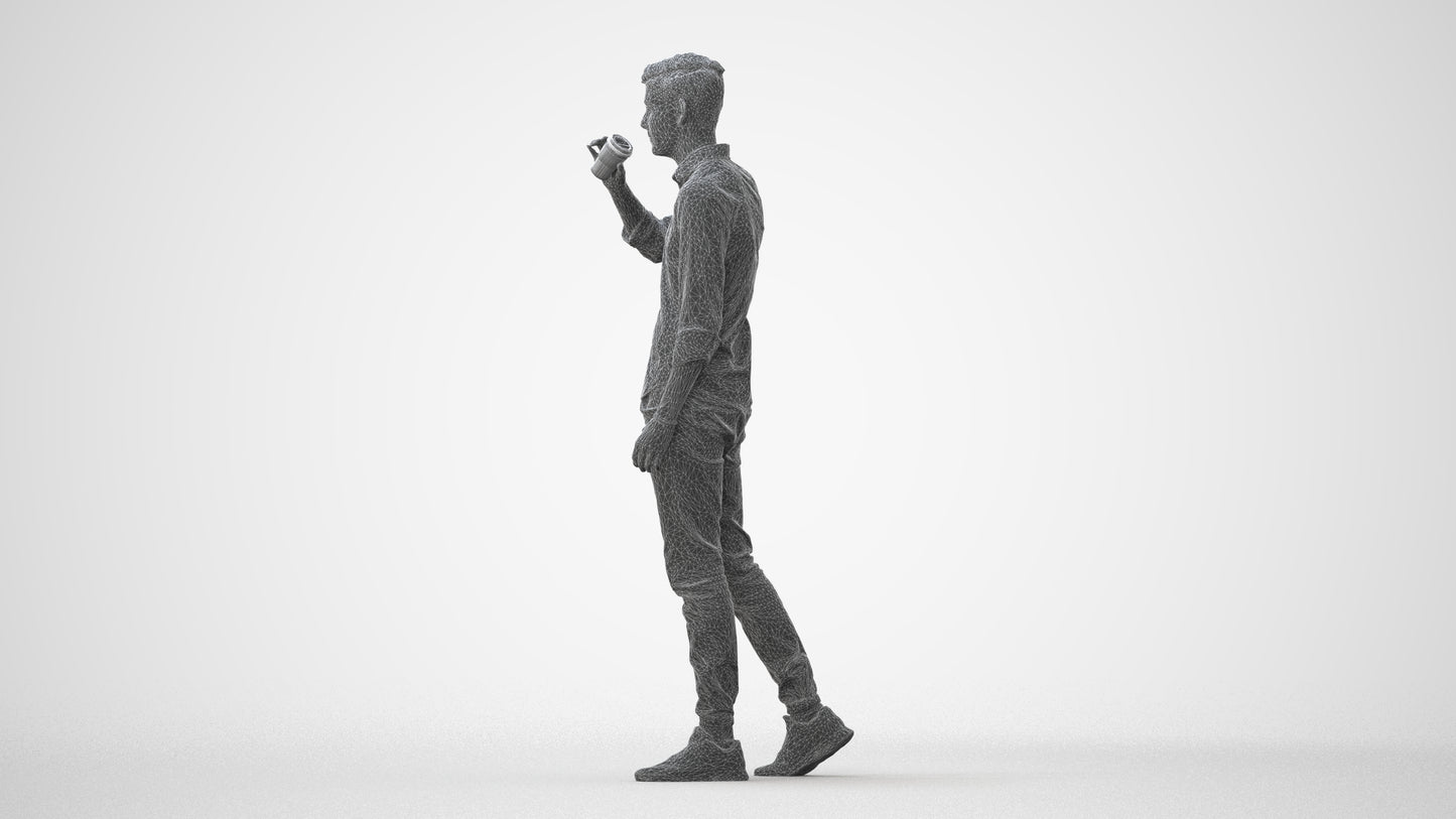 realistic 3D man casual walking, scanned archviz people for Blender and 3ds Max, square thumbnail