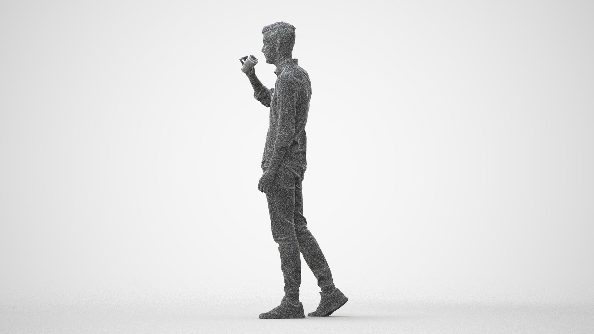 realistic 3D man casual walking, scanned archviz people for Blender and 3ds Max, square thumbnail