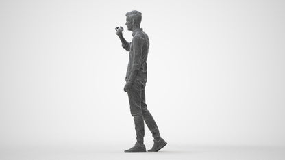 realistic 3D man casual walking, scanned archviz people for Blender and 3ds Max, square thumbnail