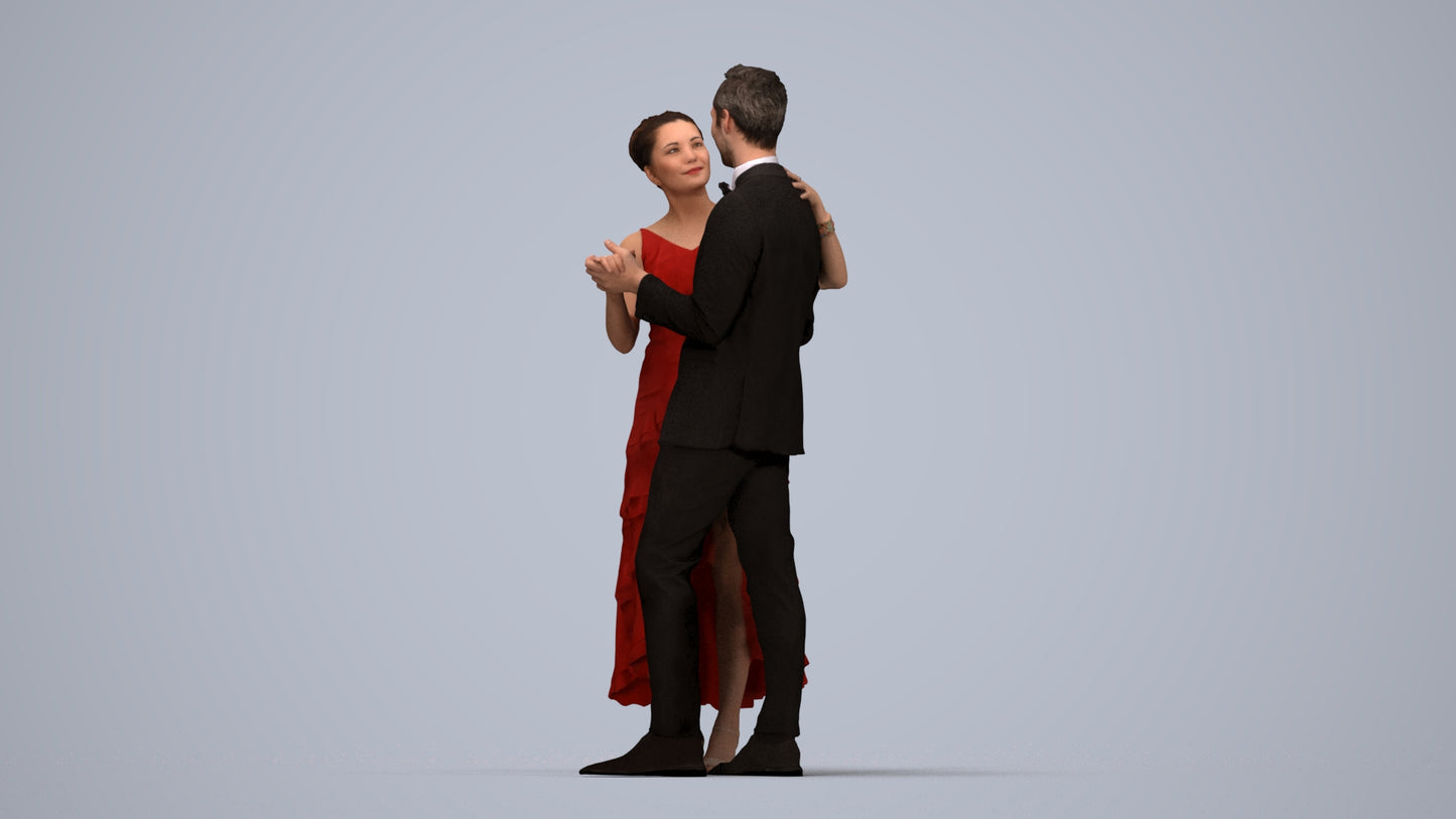 scanned 3D woman formal dancing, photogrammetry people for Enscape and V-Ray, top-down view render