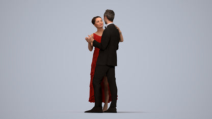 scanned 3D woman formal dancing, photogrammetry people for Enscape and V-Ray, top-down view render