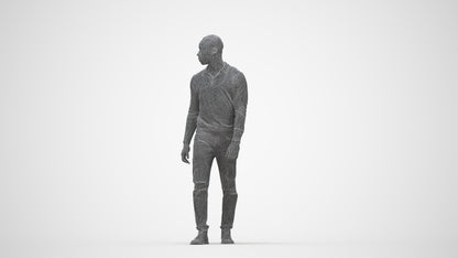 photogrammetry 3D man casual walking, realistic human model archviz FBX, wireframe back view