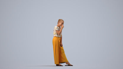 3D people model girl casual kids, scanned human for 3ds Max rendering, side view render
