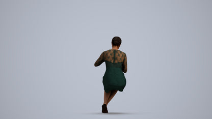 scanned 3D woman casual sitting, photogrammetry people for Enscape and V-Ray, front view render