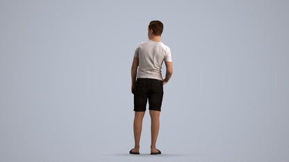 realistic 3D boy casual kids, scanned archviz people for Blender and 3ds Max, front view render