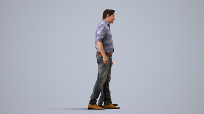 3D scanned boy kids casual, photorealistic archviz people for Enscape and SketchUp, side view render