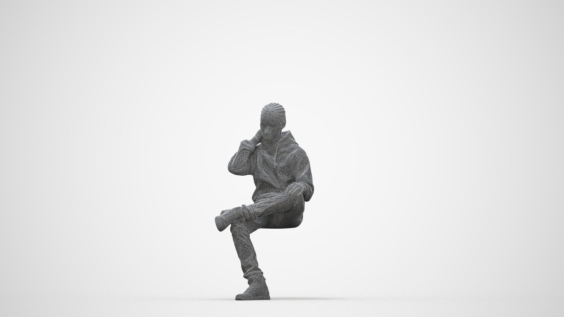 3D scanned boy kids casual, photorealistic archviz people for Enscape and SketchUp, wireframe back view