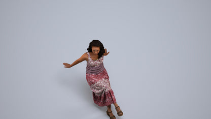 realistic 3D woman casual sitting, scanned archviz people for Blender and 3ds Max, back view render