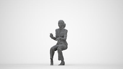 scanned 3D woman business, photogrammetry people for Enscape and V-Ray, wireframe back view