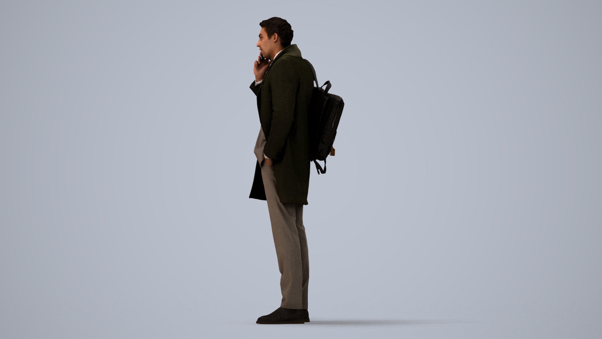 3D scanned man business, photorealistic archviz people for Enscape and SketchUp, three-quarter view render