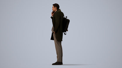 3D scanned man business, photorealistic archviz people for Enscape and SketchUp, three-quarter view render