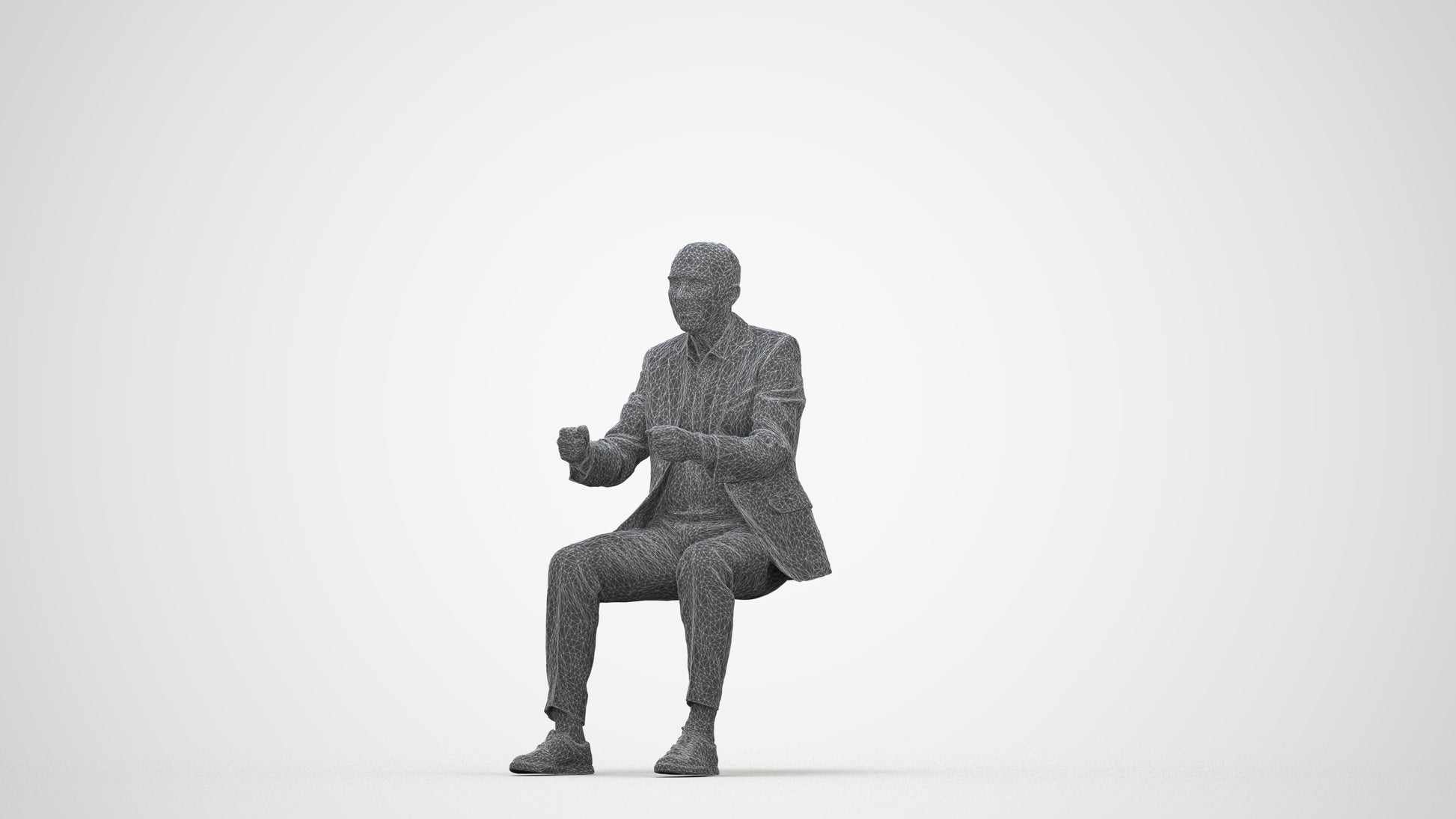 photogrammetry 3D senior man business driving, realistic human model archviz FBX, wireframe back view
