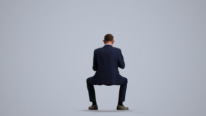 realistic 3D human man business, archviz people FBX OBJ for Blender, front view render