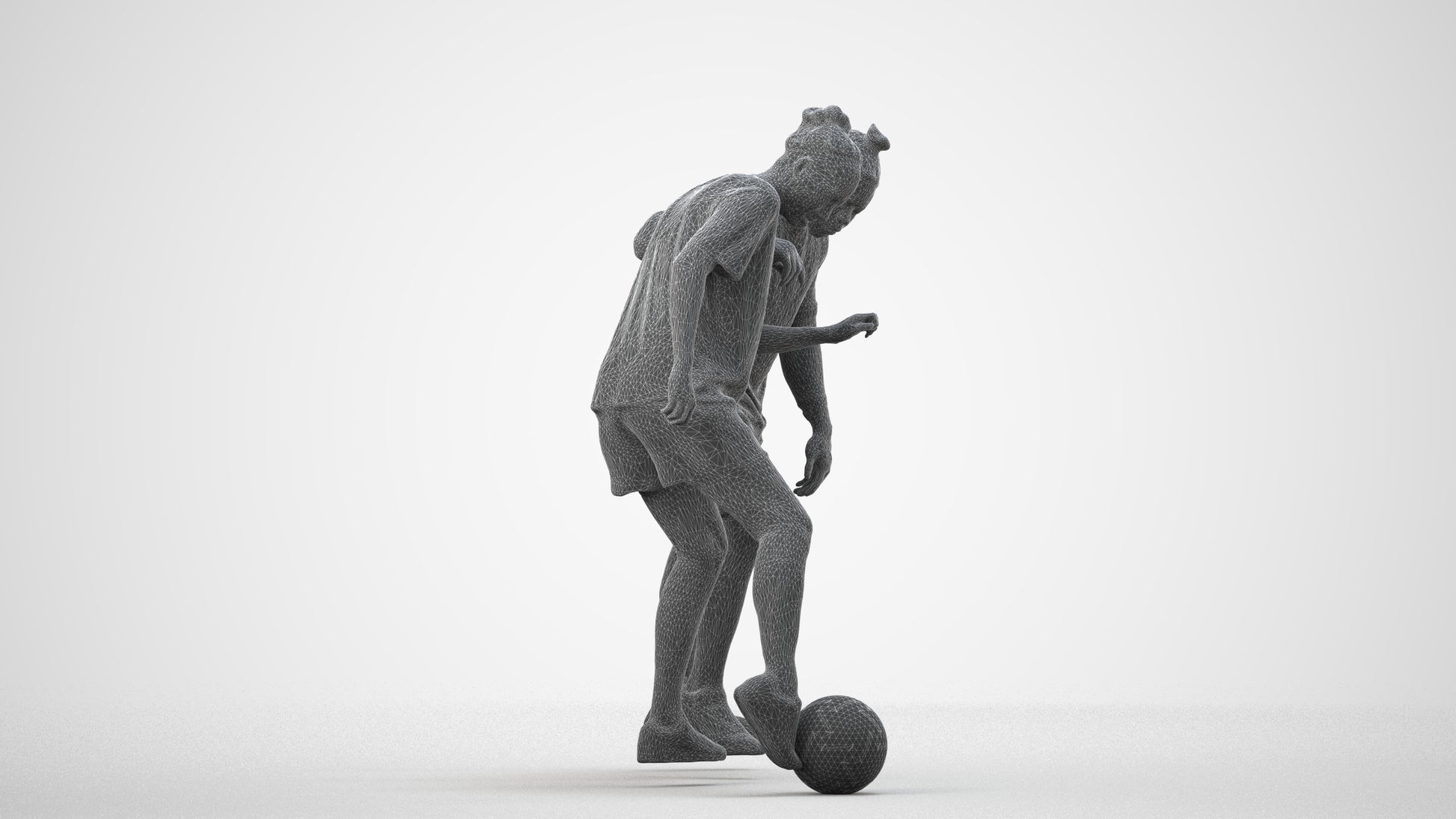 3D scanned woman sport, photorealistic archviz people for Enscape and SketchUp, wireframe side view