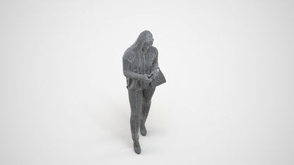 realistic 3D people woman business standing, render-ready for V-Ray and Corona, FBX OBJ, wireframe three-quarter view