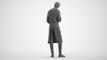 3D scanned man hospitality, photorealistic archviz people for Enscape and SketchUp, wireframe front view