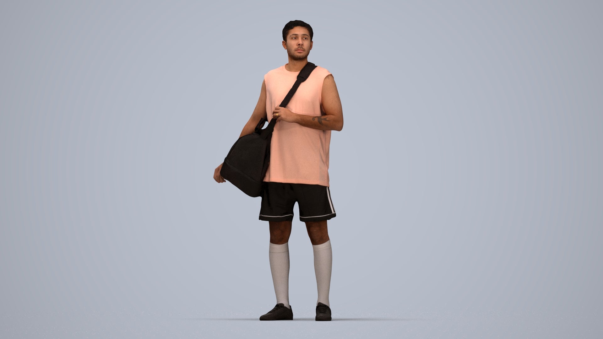 scanned 3D man sport, photogrammetry people for Enscape and V-Ray, top-down view render