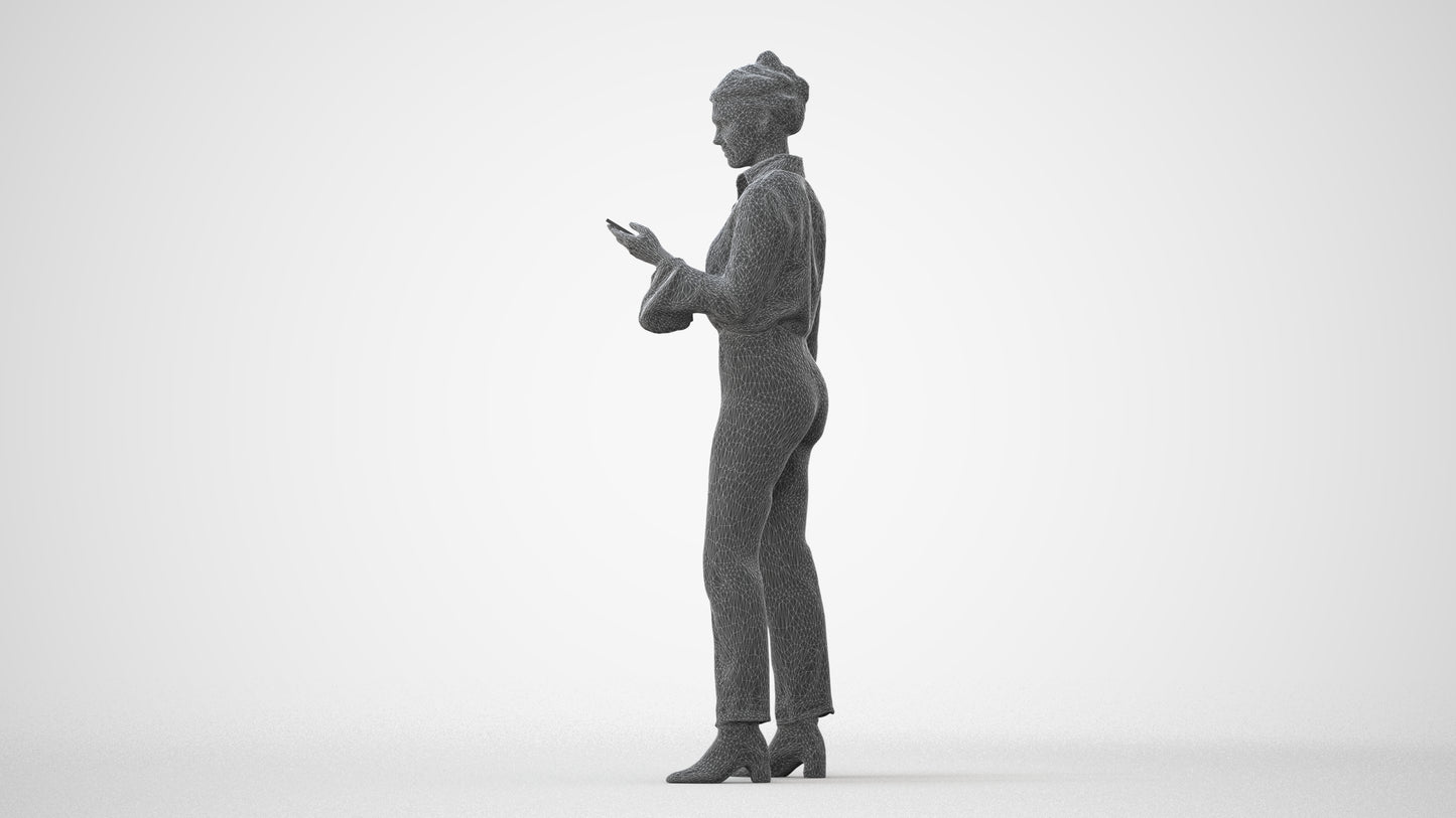 realistic 3D woman business standing, scanned archviz people for Blender and 3ds Max, square thumbnail