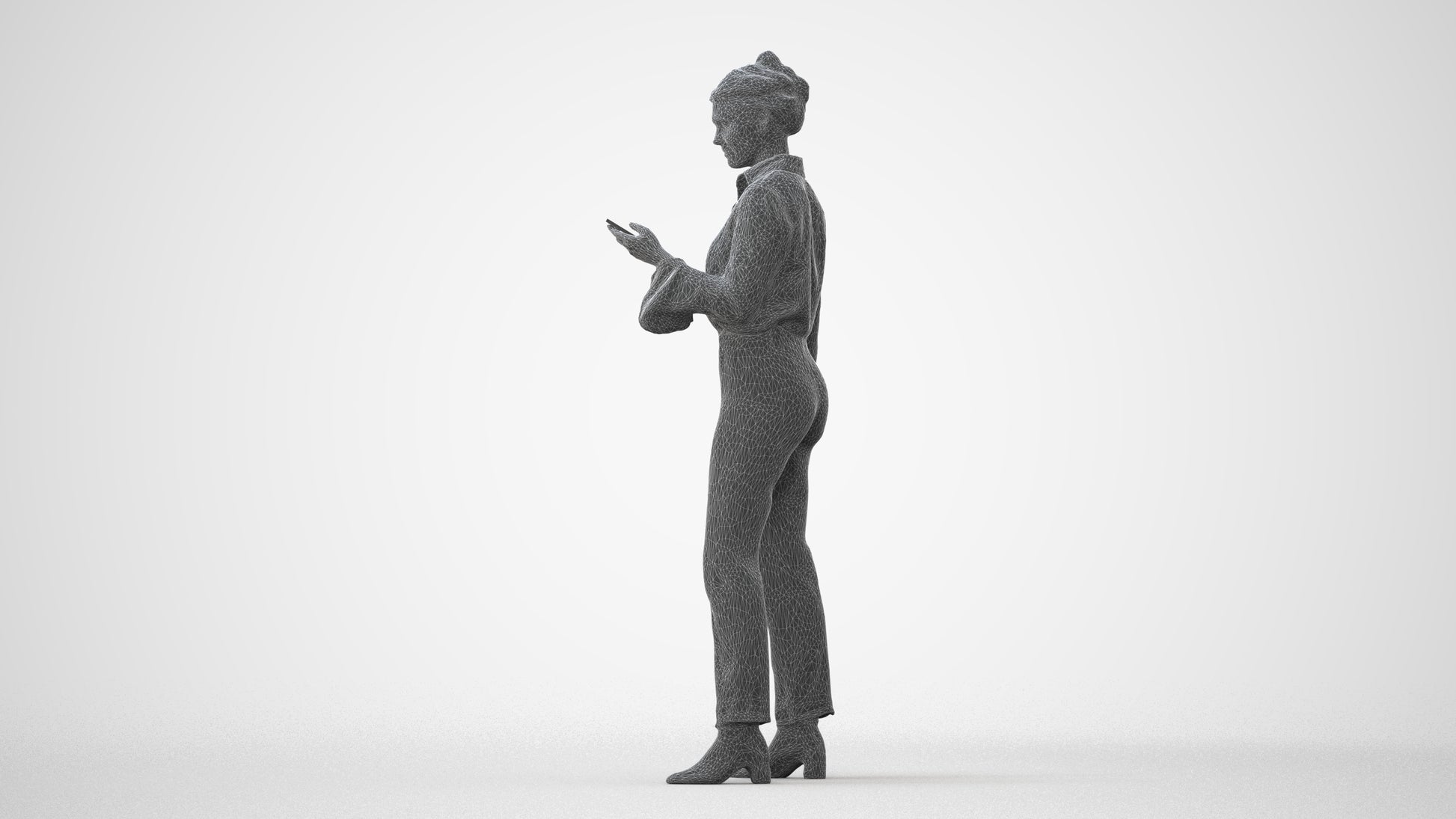 realistic 3D woman business standing, scanned archviz people for Blender and 3ds Max, square thumbnail