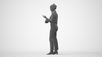 realistic 3D woman business standing, scanned archviz people for Blender and 3ds Max, square thumbnail