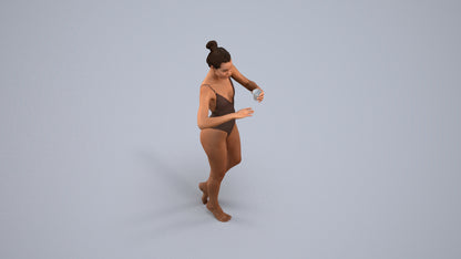 3D people model woman pool, scanned human for 3ds Max rendering, back view render