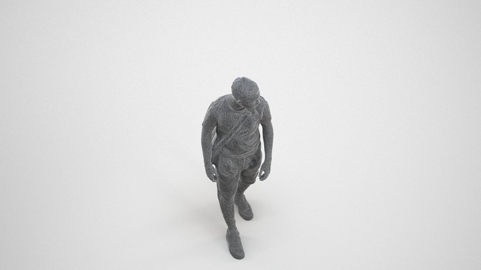 realistic 3D human boy casual kids, archviz people FBX OBJ for Blender, wireframe three-quarter view