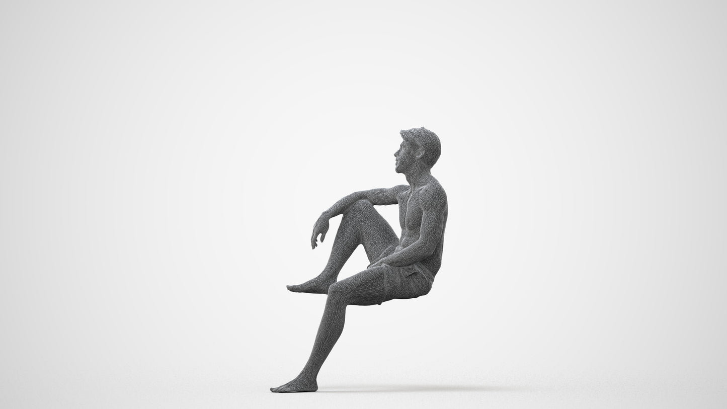 realistic 3D people man pool, render-ready for V-Ray and Corona, FBX OBJ, square thumbnail