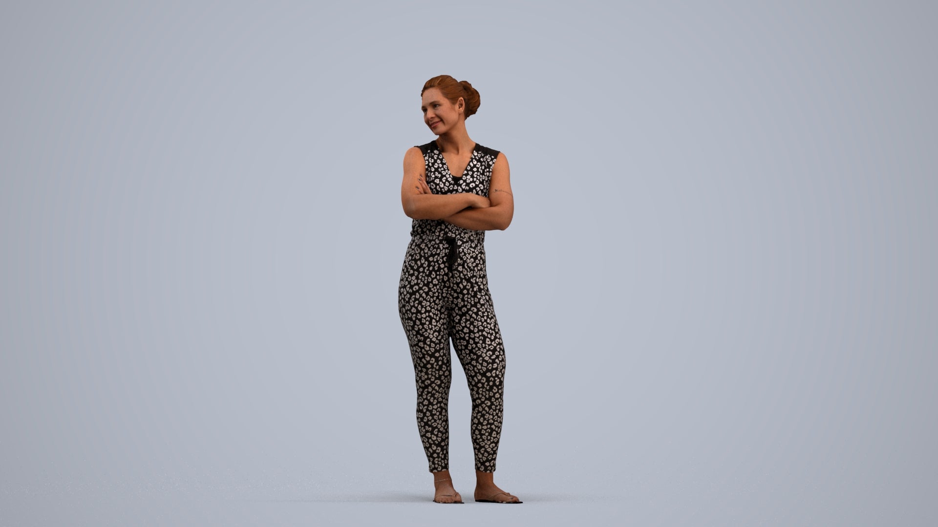 realistic 3D people woman casual standing, render-ready for V-Ray and Corona, FBX OBJ, standing pose render