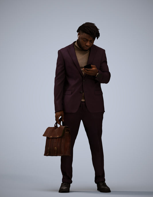 photogrammetry 3D man business standing, realistic human model archviz FBX